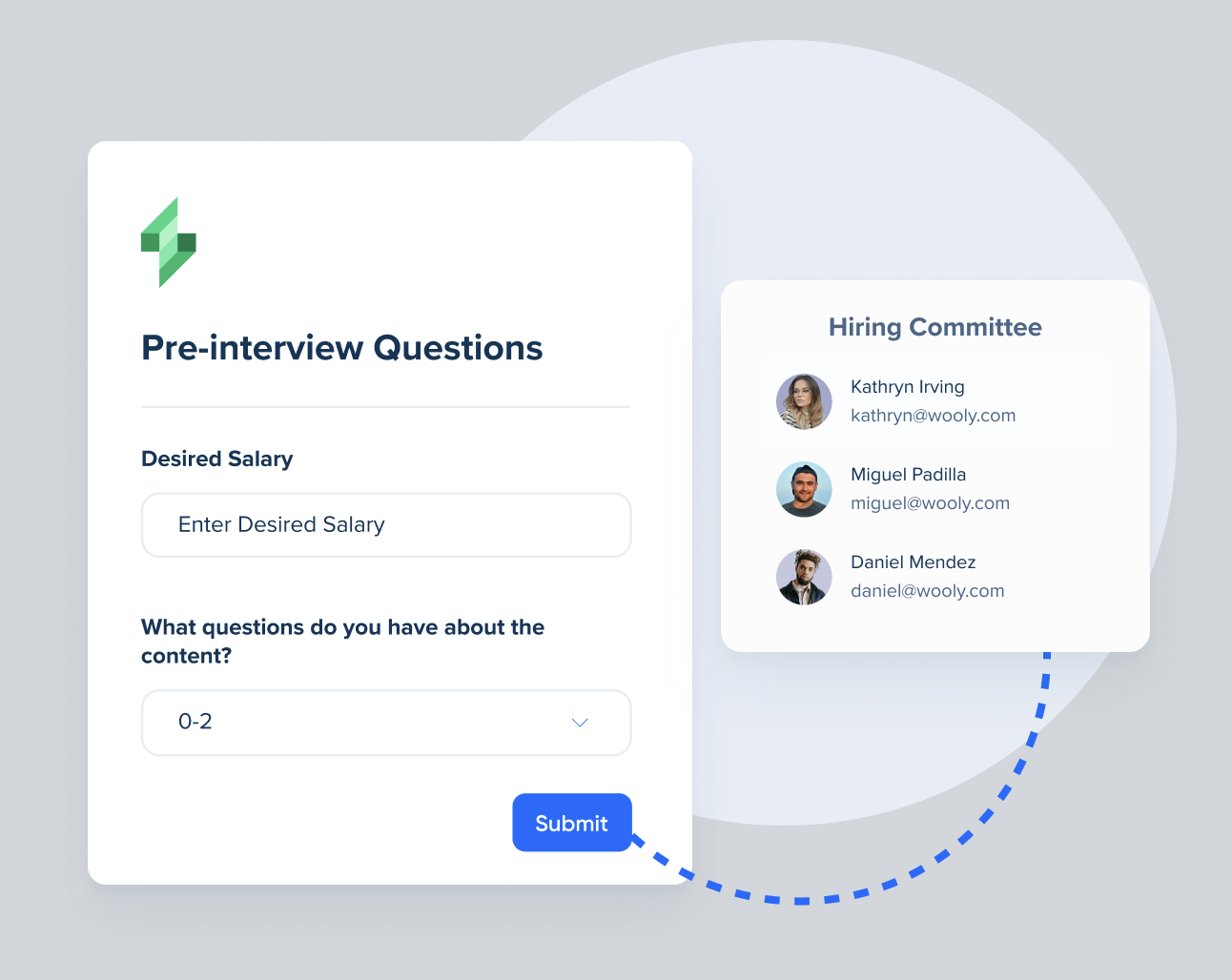 Screenshot of a form recruiters can ask candidates to fill out before scheduling an interview in Calendly.