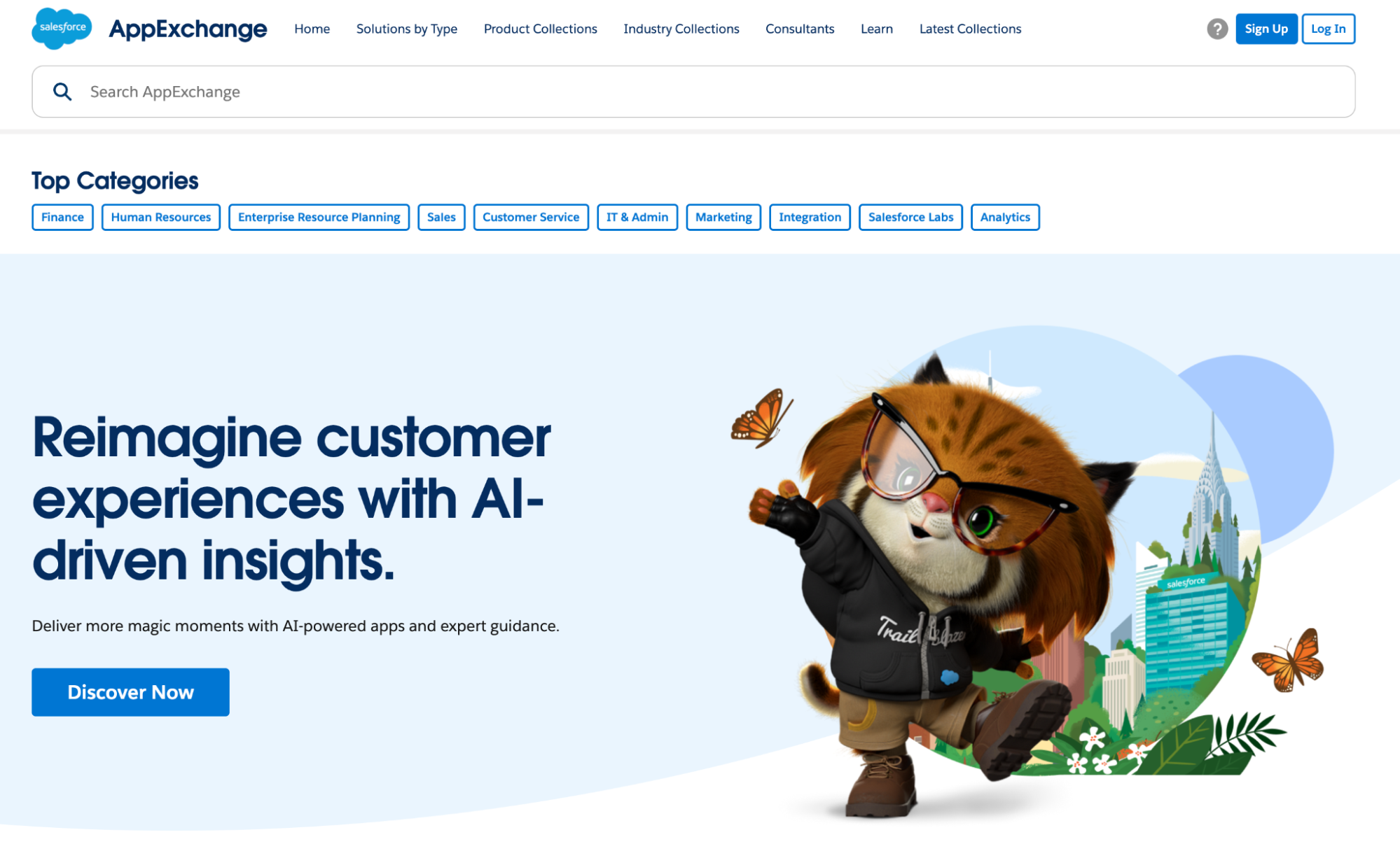 Screenshot of the Salesforce AppExchange homepage