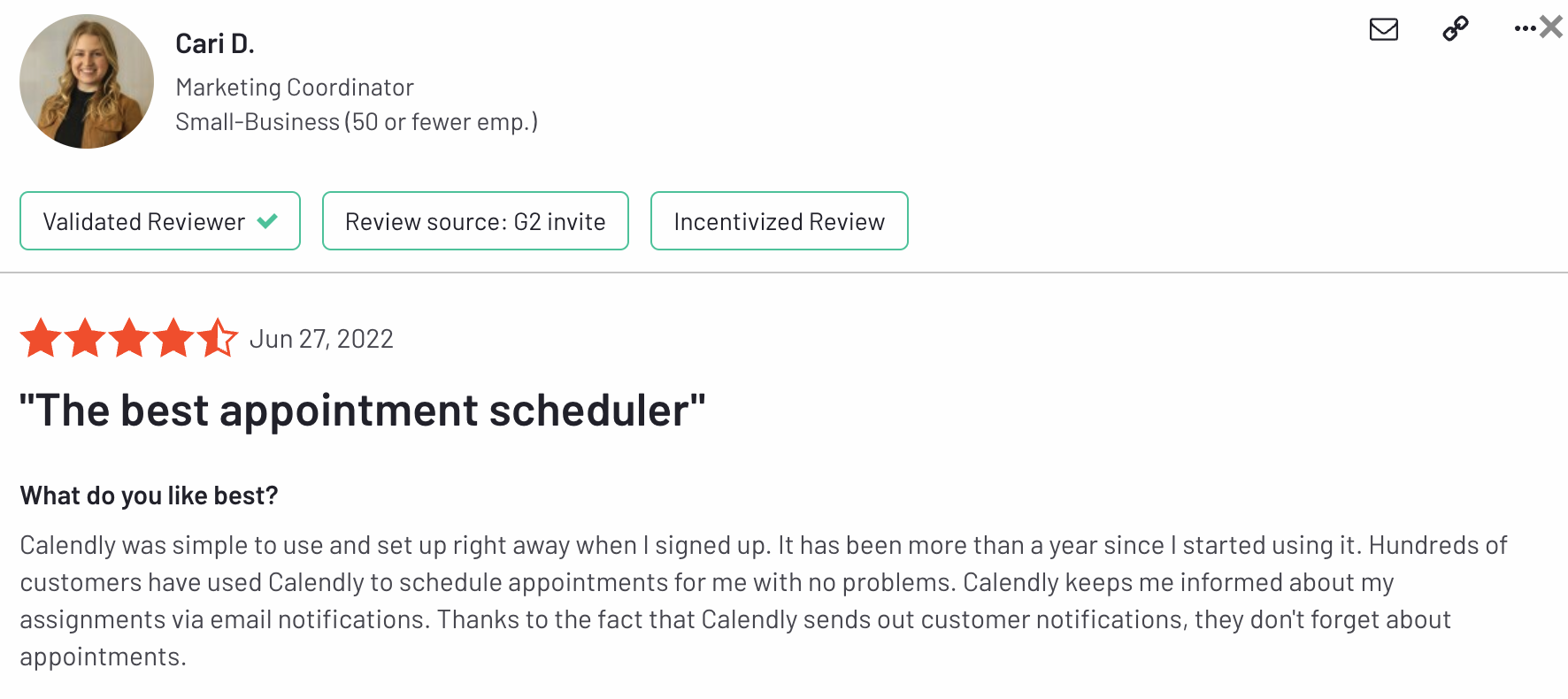 G2 review of Calendly: "The best appointment scheduler"